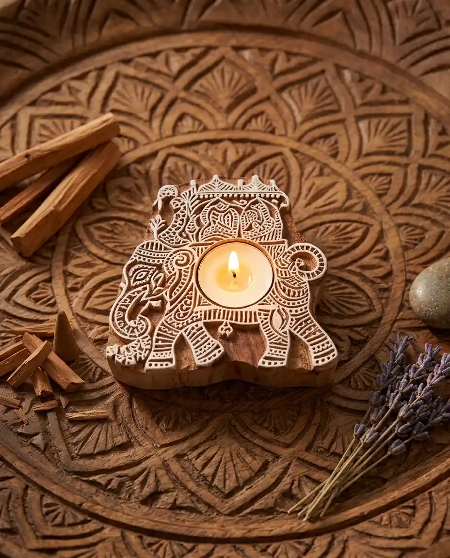 Elephant Mandala Candle