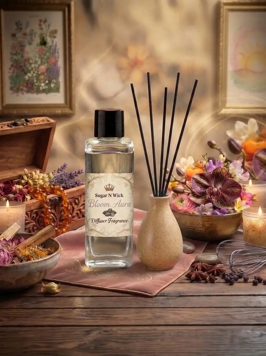 Bloom Aura Fragrance – 100 ml Beige Ceramic Reed Diffuser