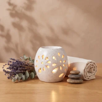Round Petal Diffuser – White Speckled (No Base)
