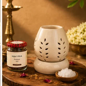 Oval Leaf Cutwork Diffuser – Cream
