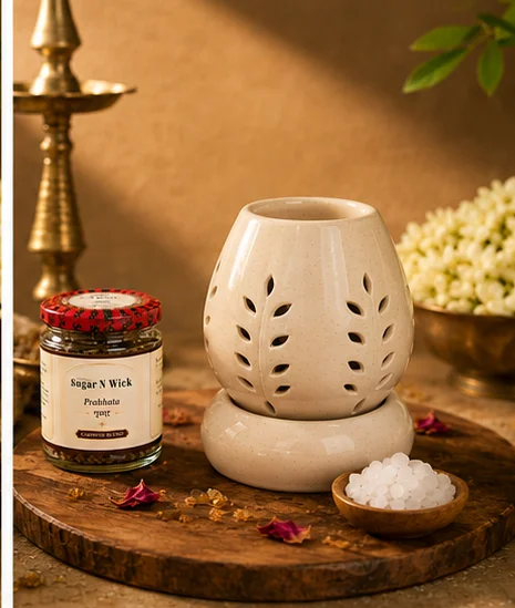 Oval Leaf Cutwork Diffuser – Cream