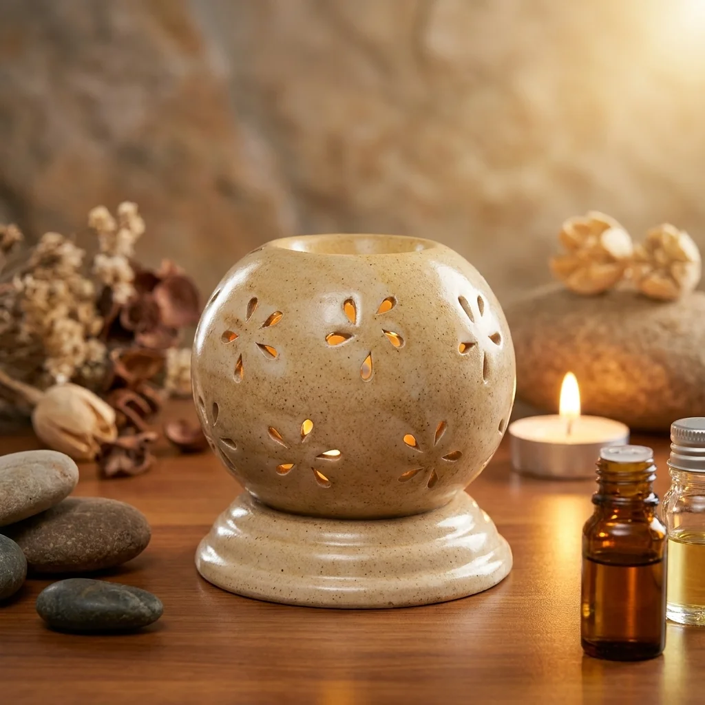 Globe Diffuser on Pedestal – Cream Speckled