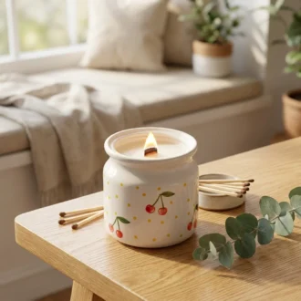 Sweet Cherry Ceramic Jar Candle