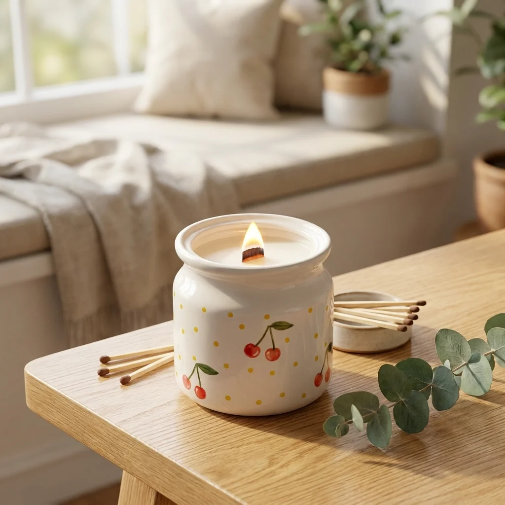 Sweet Cherry Ceramic Jar Candle