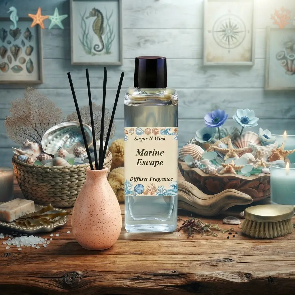 Marine Escape Fragrance – 100 ml Beige Ceramic Reed Diffuser