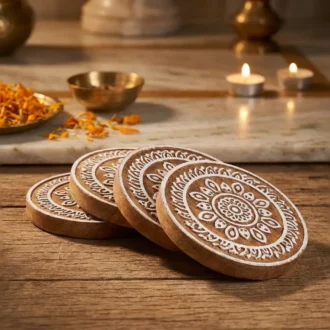 Round Mandala Teacoasters- Set of 4
