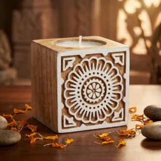 Square Mandala Wooden Candle Holder- Set of 50