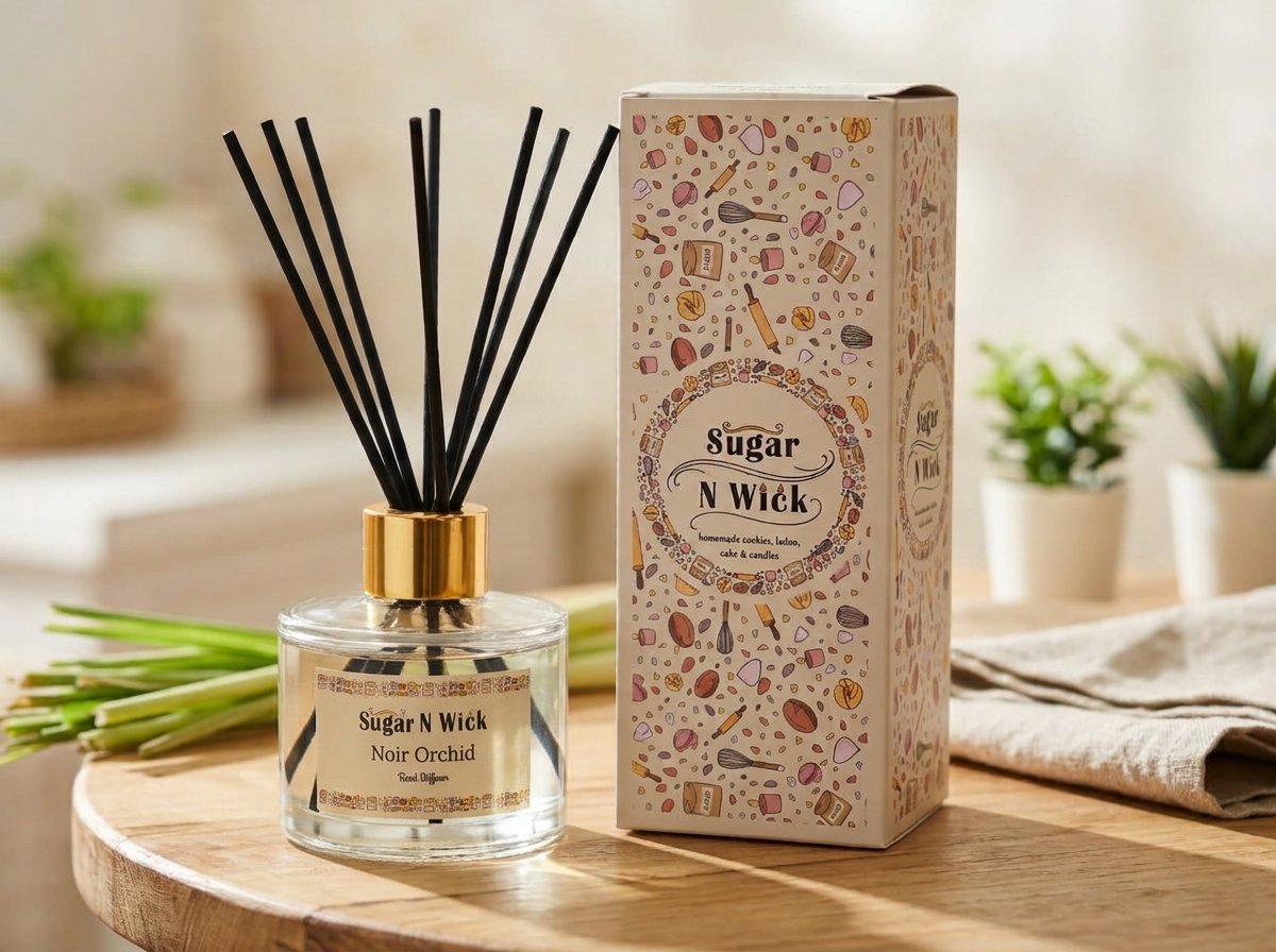 100ml Clear Glass Reed Diffuser - Noir Orchid