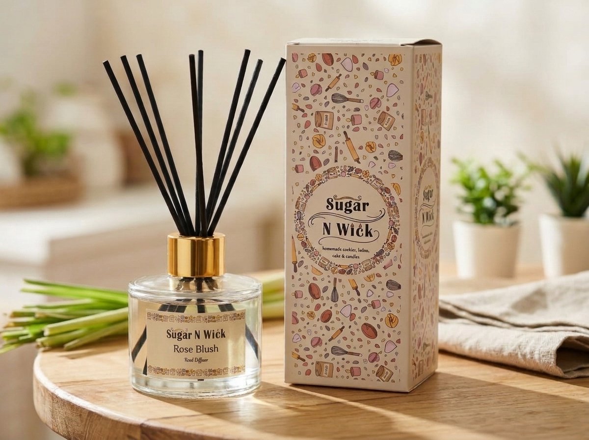 100ml Clear Glass Reed Diffuser - Rose Blush