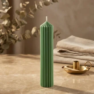Long Ribbed Pillar Candle